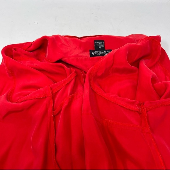 Karen Arnold Women Silk Holiday Red 3/4 Sleeve Button Down Blouse Plus Size 3X - Picture 9 of 12